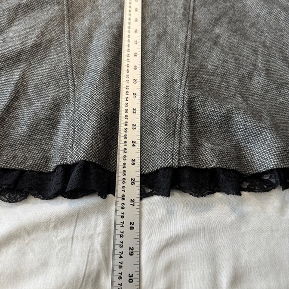 LeComte Women's 12 Wool/Silk Midi Skirt Lace Trim Gray/Black Flare Lined - Picture 10 of 12